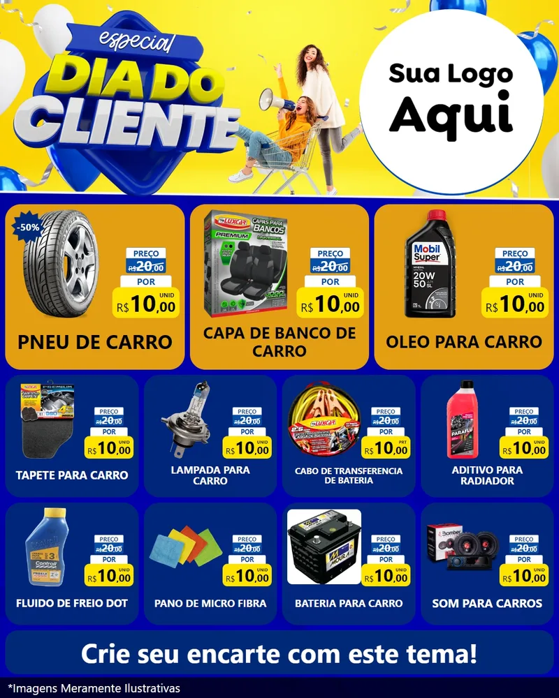 Modelo de Rede Social para Feed Instagram com o tema Especial Dia do Cliente para Auto peças