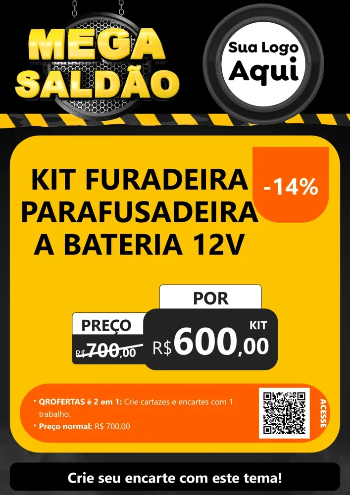 Modelo de Cartaz para Cartaz A4 Vertical com o tema Mega Saldão para Maquinas e Ferramentas
