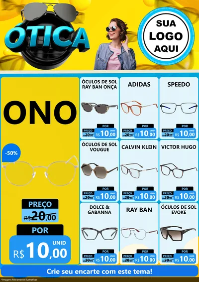 Modelo de Encarte para Encarte A4 Vertical com o tema Ótica para Óticas