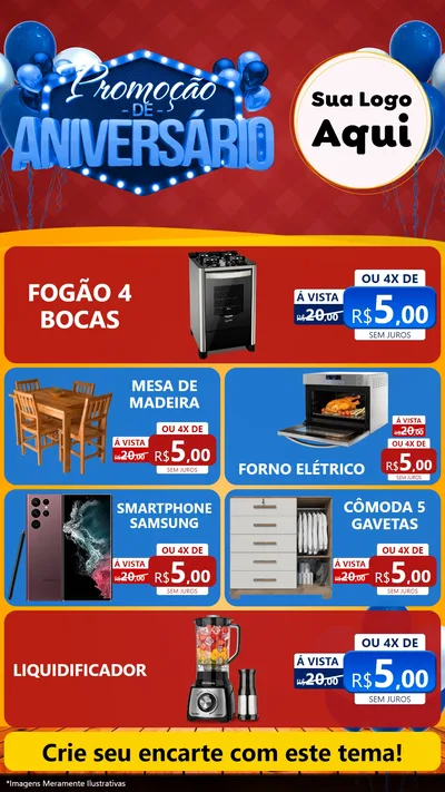 Modelo de TV para TV Vertical com o tema Promoção de Aniversário para Móveis e Eletro