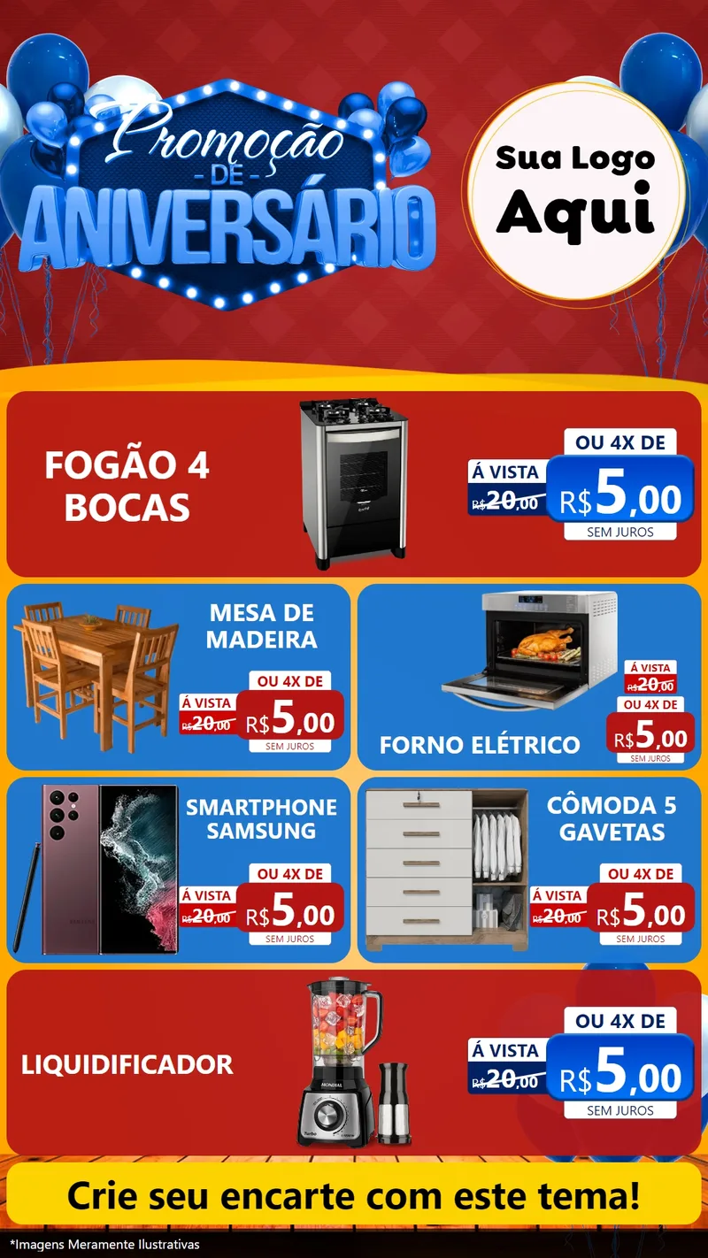 Modelo de TV para TV Vertical com o tema Promoção de Aniversário para Móveis e Eletro