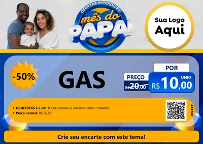 Modelo de Cartaz para Cartaz A4 Horizontal com o tema Ofertas Imperdíveis Mês Do Papai para Água e gás