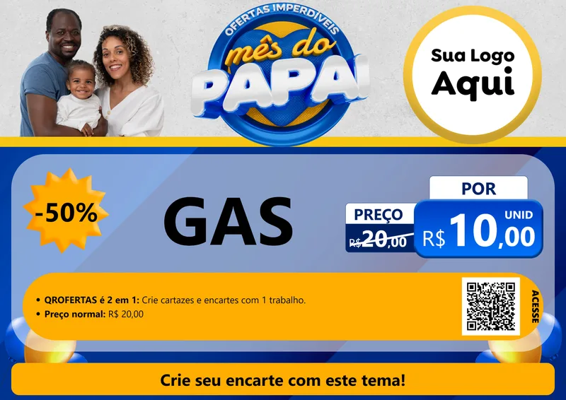 Modelo de Cartaz para Cartaz A4 Horizontal com o tema Ofertas Imperdíveis Mês Do Papai para Água e gás