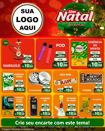 Modelo de Rede Social para Feed Instagram com o tema Um Natal de Ofertas para Tabacaria