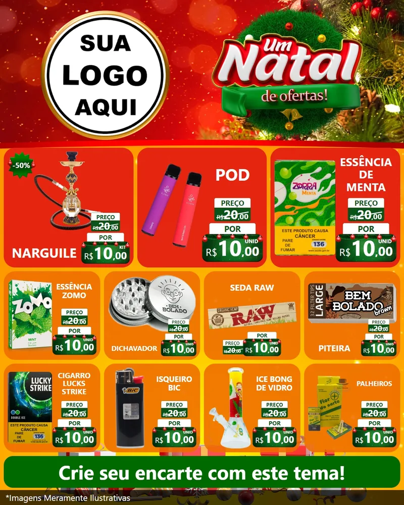 Modelo de Rede Social para Feed Instagram com o tema Um Natal de Ofertas para Tabacaria