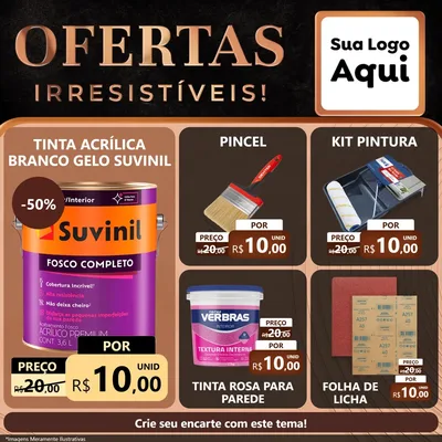 Modelo de Rede Social para Feed Facebook com o tema Ofertas Irresistíveis! para Tintas e Ferramentas
