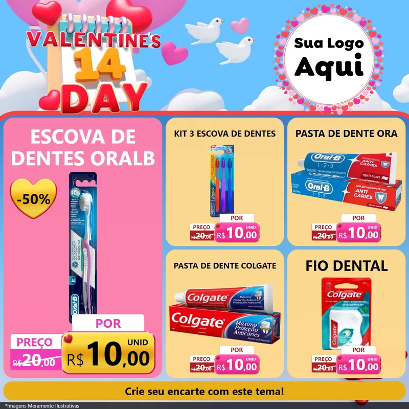 Modelo de Rede Social para Feed Facebook com o tema Valentine's Day para Higiene Pessoal