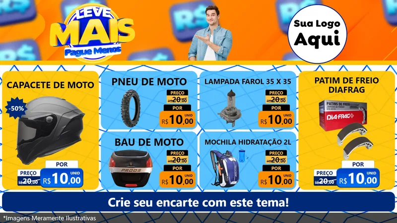 Modelo de TV para TV Horizontal com o tema Leve Mais, Pague Menos para Moto peças