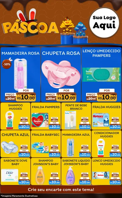 Modelo de Encarte para Encarte Grande com o tema Páscoa para Bebês