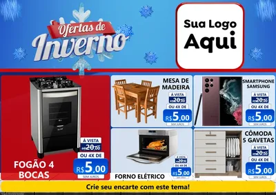 Modelo de Encarte para Encarte A4 Horizontal com o tema Ofertas de Inverno para Móveis e Eletro