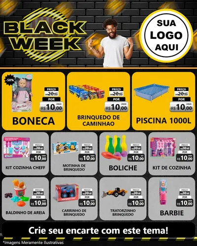 Modelo de Rede Social para Feed Instagram com o tema Black Week para Brinquedos