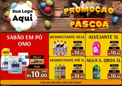 Modelo de Encarte para Encarte A4 Horizontal com o tema Promoção Páscoa para Produtos de Limpeza