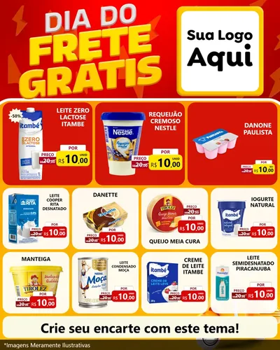 Modelo de Rede Social para Feed Instagram com o tema Dia do Frete Grátis para Frios e Laticínios