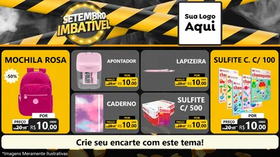 Modelo de TV para TV Horizontal com o tema Setembro Imbatível para Papelaria