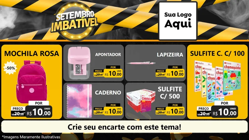 Modelo de TV para TV Horizontal com o tema Setembro Imbatível para Papelaria