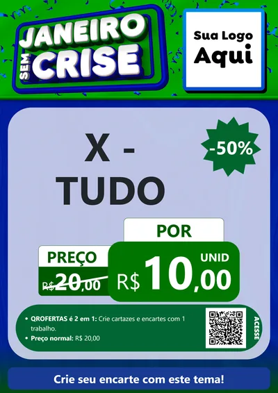 Modelo de Cartaz para Cartaz A4 Vertical com o tema Janeiro Sem Crise para Hamburgueria