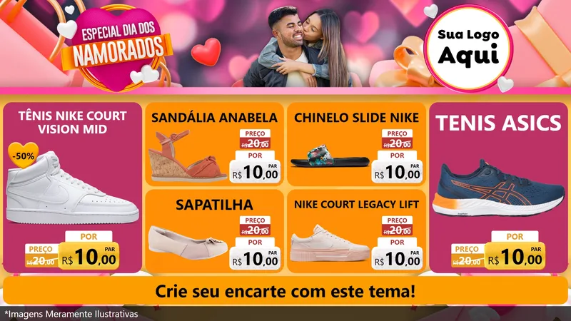 Modelo de TV para TV Horizontal com o tema Especial Dia dos Namorados para Calçados