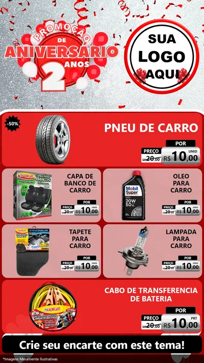 Modelo de TV para TV Vertical com o tema Promoção de Aniversário - 2 Anos para Auto peças