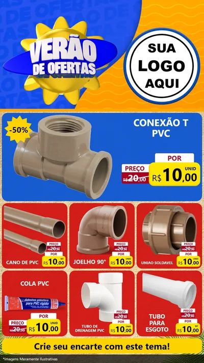 Modelo de Rede Social para Stories com o tema Verão de Ofertas para Tubos e conexões