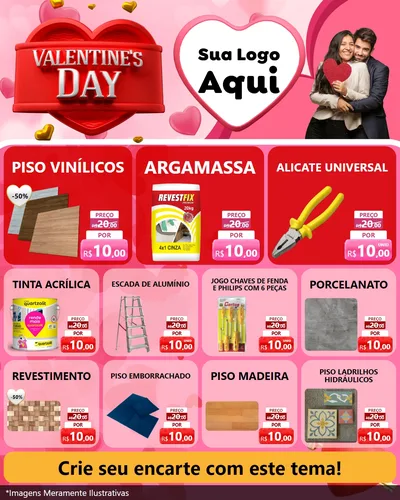 Modelo de Rede Social para Feed Instagram com o tema Valentine's Day para Material para Construção