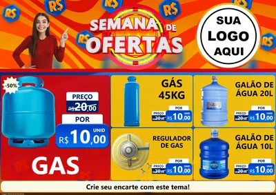 Modelo de Encarte para Encarte A4 Horizontal com o tema Semana de Ofertas para Água e gás