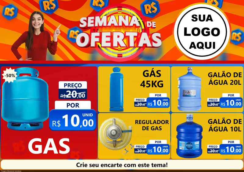 Modelo de Encarte para Encarte A4 Horizontal com o tema Semana de Ofertas para Água e gás