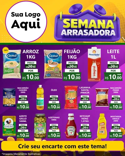 Modelo de Rede Social para Feed Instagram com o tema Semana Arrasadora para Supermercado