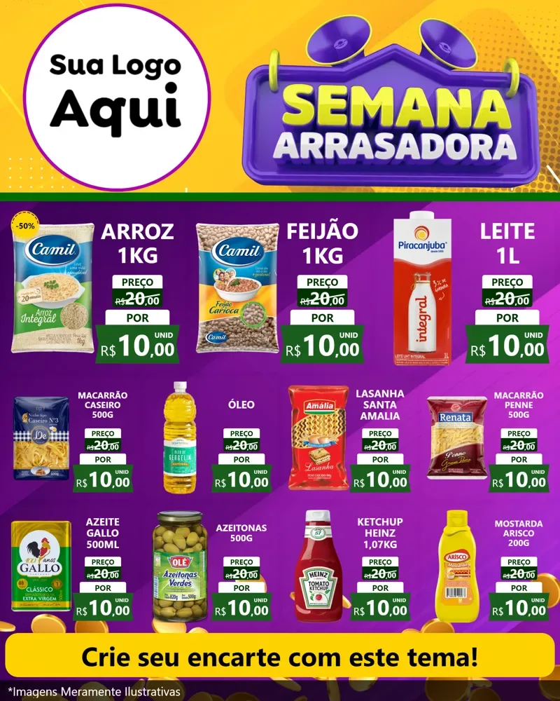 Modelo de Rede Social para Feed Instagram com o tema Semana Arrasadora para Supermercado