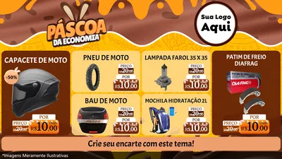 Modelo de TV para TV Horizontal com o tema Páscoa da Economia para Moto peças