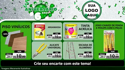 Modelo de TV para TV Horizontal com o tema Promoção de Aniversário - 6 Anos para Material para Construção