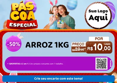 Modelo de Cartaz para Cartaz A4 Horizontal com o tema Páscoa Especial para Supermercado