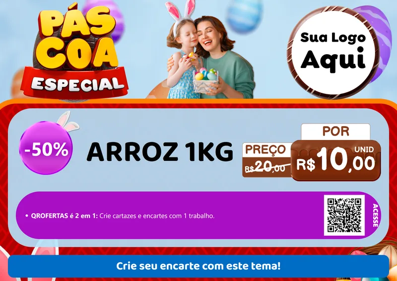 Modelo de Cartaz para Cartaz A4 Horizontal com o tema Páscoa Especial para Supermercado