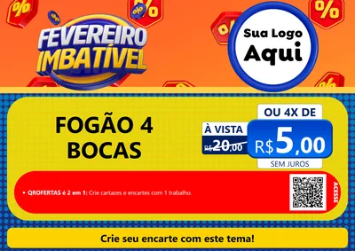 Modelo de Cartaz para Cartaz A4 Horizontal com o tema Fevereiro Imbatível para Móveis e Eletro