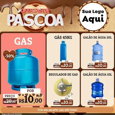 Modelo de Rede Social para Feed Facebook com o tema Ofertas de Páscoa para Água e gás