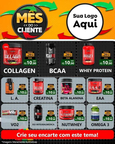 Modelo de Rede Social para Feed Instagram com o tema Mês do Cliente para Suplementos alimentares