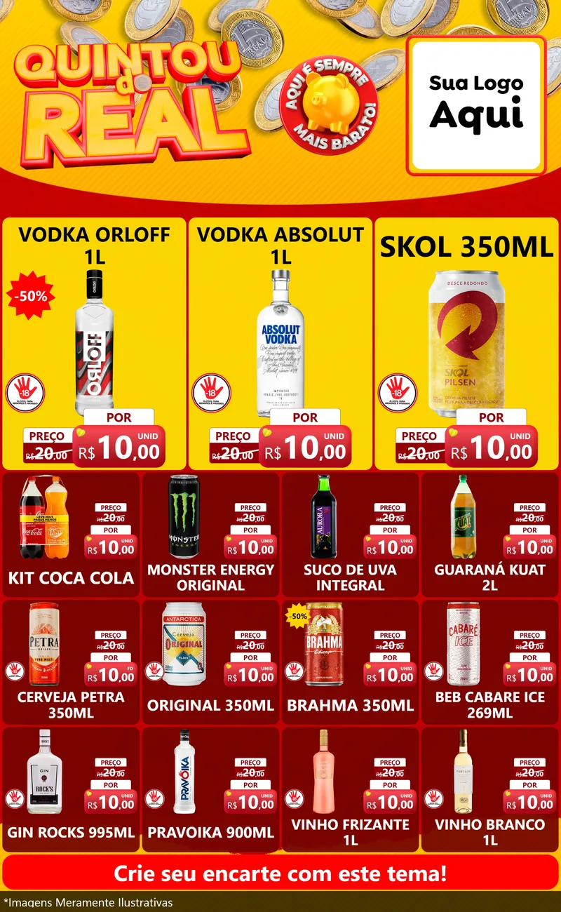 Modelo de Encarte para Encarte Grande com o tema Quintou do Real para Distribuidora de bebidas