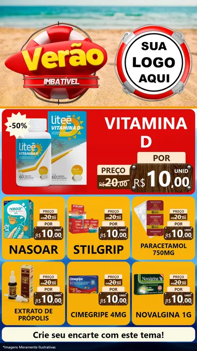 Modelo de Rede Social para Stories com o tema Verão Imbatível para Farmácia