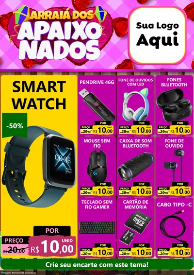 Modelo de Encarte para Encarte A4 Vertical com o tema Arraiá dos Apaixonados para Informática