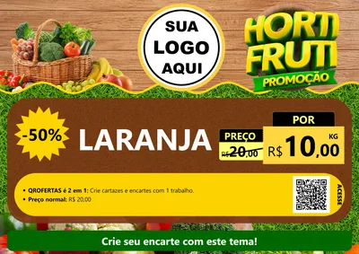 Modelo de Cartaz para Cartaz A4 Horizontal com o tema Hortifrúti Promoção para Hortifrúti