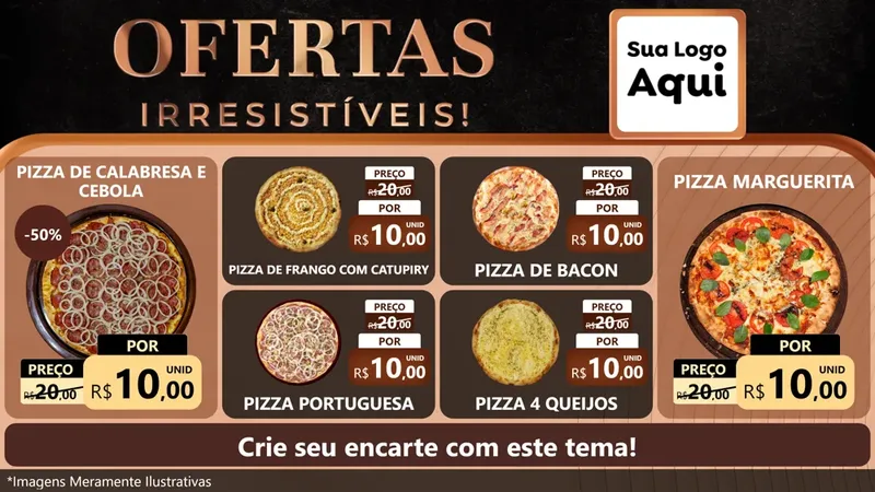 Modelo de TV para TV Horizontal com o tema Ofertas Irresistíveis! para Pizzaria