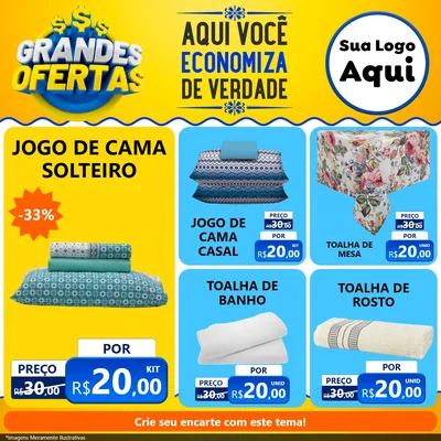 Modelo de Rede Social para Feed Facebook com o tema Grandes Ofertas para Cama, Mesa e Banho