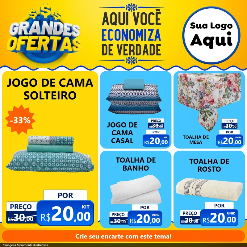 Modelo de Rede Social para Feed Facebook com o tema Grandes Ofertas para Cama, Mesa e Banho
