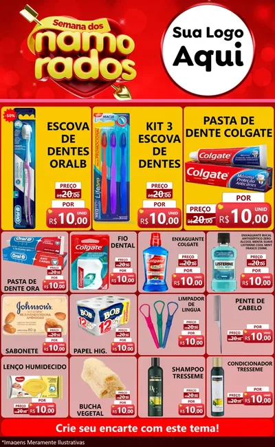 Modelo de Encarte para Encarte Grande com o tema Semana dos namorados para Higiene Pessoal