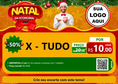 Modelo de Cartaz para Cartaz A4 Horizontal com o tema Natal da Economia para Hamburgueria