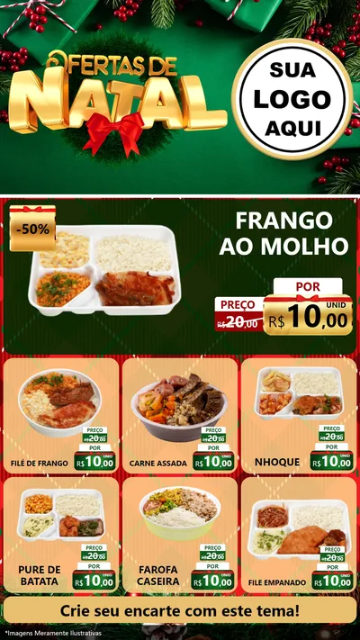 Modelo de Rede Social para Stories com o tema Ofertas de Natal para Restaurante