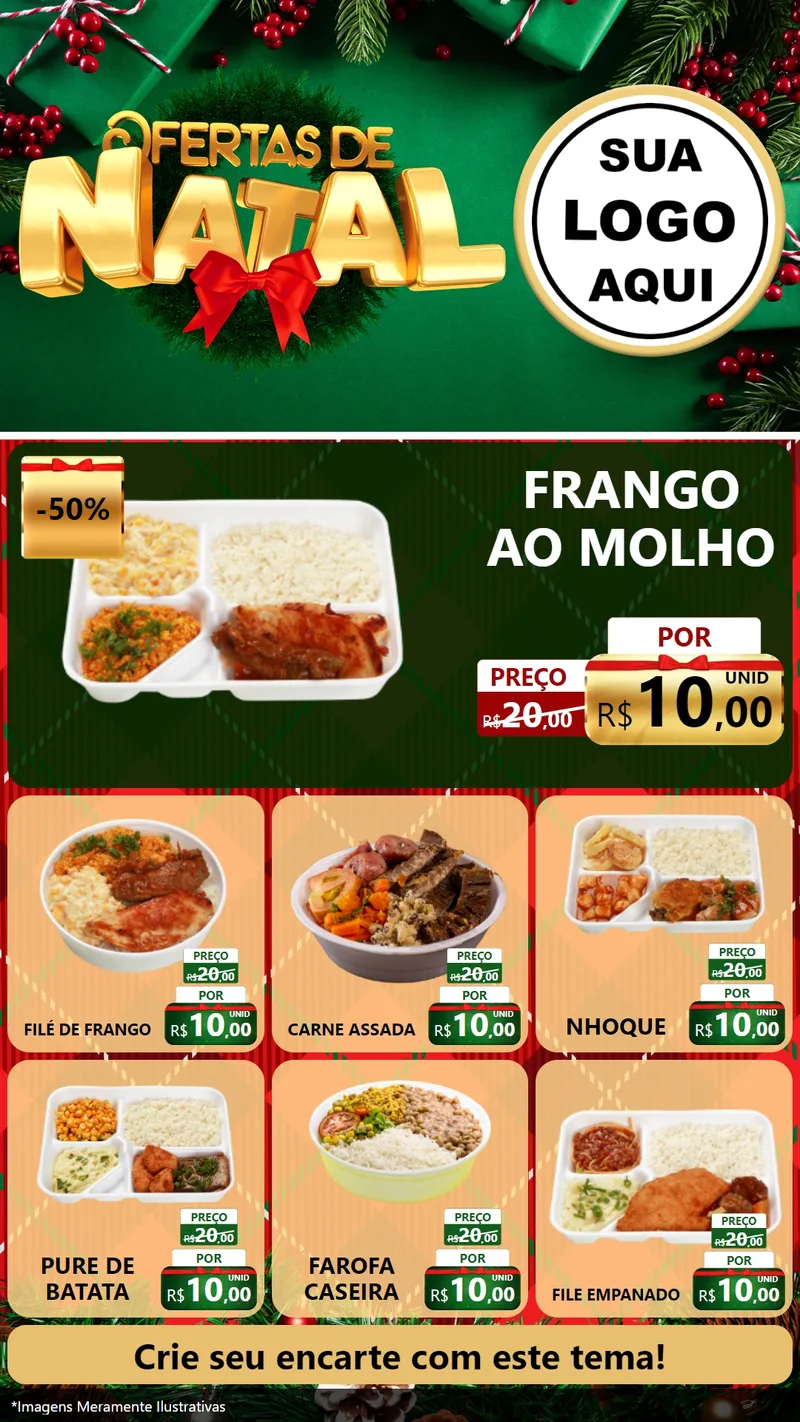 Modelo de Rede Social para Stories com o tema Ofertas de Natal para Restaurante