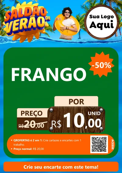 Modelo de Cartaz para Cartaz A4 Vertical com o tema Saldão de Verão para Assados