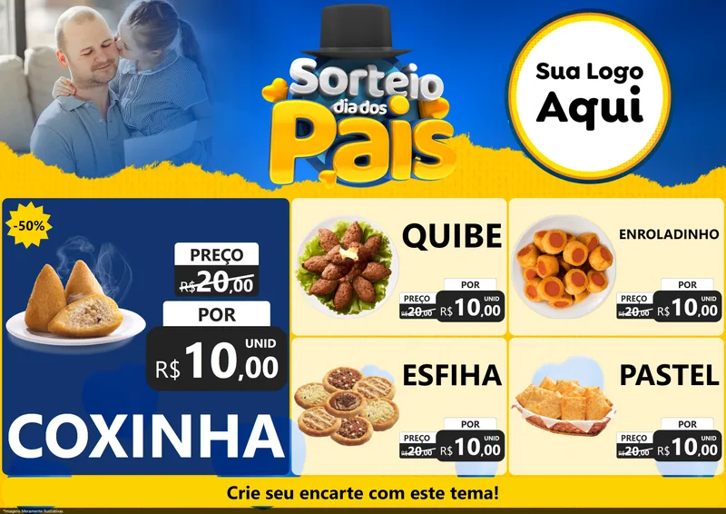 Modelo de Encarte para Encarte A4 Horizontal com o tema Sorteio Dia Dos Pais para Salgadaria