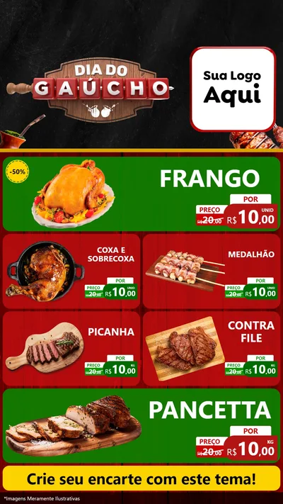 Modelo de TV para TV Vertical com o tema Dia do Gaúcho para Assados