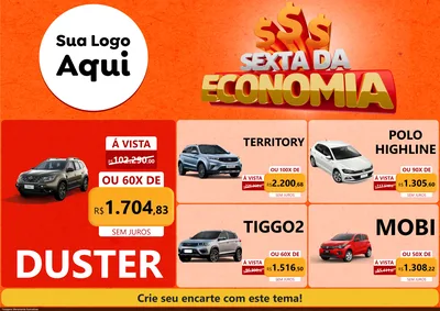 Modelo de Encarte para Encarte A4 Horizontal com o tema Sexta da Economia para Concessionaria de Carros